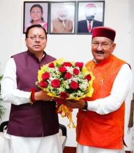 मुख्यमंत्री धामी से नवनियुक्त मंत्री भरत सिंह चौधरी ने की मुलाकात