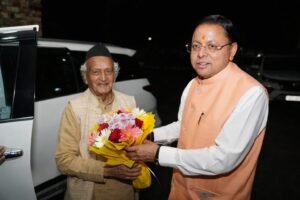 मुख्यमंत्री धामी से पूर्व मुख्यमंत्री एवं महाराष्ट्र के पूर्व राज्यपाल भगत सिंह कोशियारी ने की शिष्टाचार भेंट