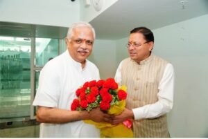 सीएम धामी ने राष्ट्रीय महासचिव (संगठन) बीएल संतोष का किया स्वागत