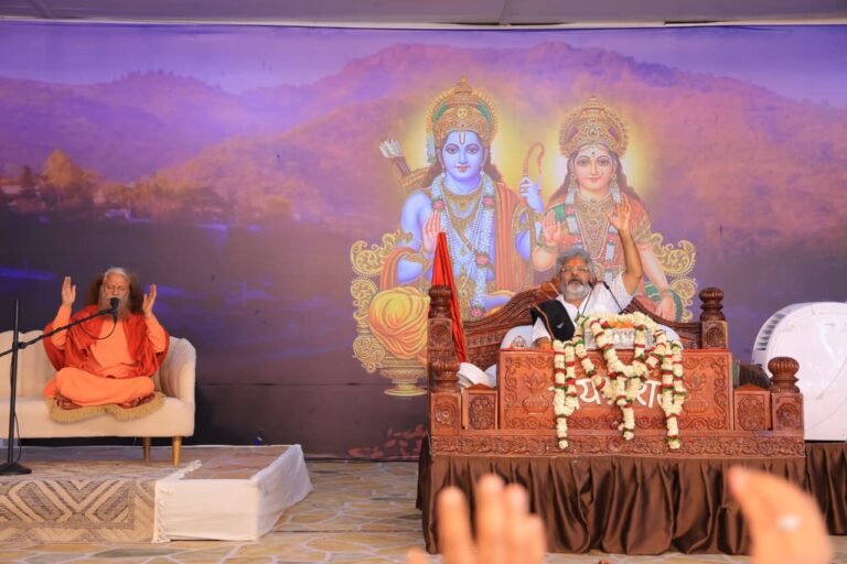 परमार्थ निकेतन गंगा तट पर आयोजित 34 दिवसीय श्रीराम कथा का 33वाँ दिवस