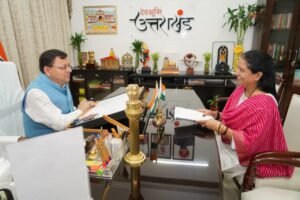 सीएम धामी से विधायक श्रीमती रेणु बिष्ट ने की शिष्टाचार भेंट