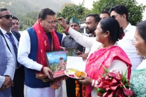 विधानसभा सत्र के लिए गैरसैंण आगमन पर मुख्यमंत्री पुष्कर सिंह धामी का भव्य स्वागत